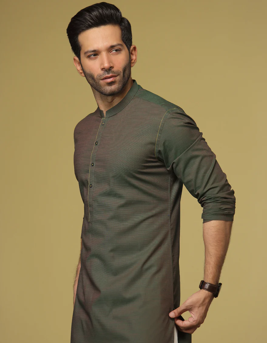PARROT GREEN COTTON KURTA | JJK-S-US-36915/S22/JJ7635-PN - Image 3