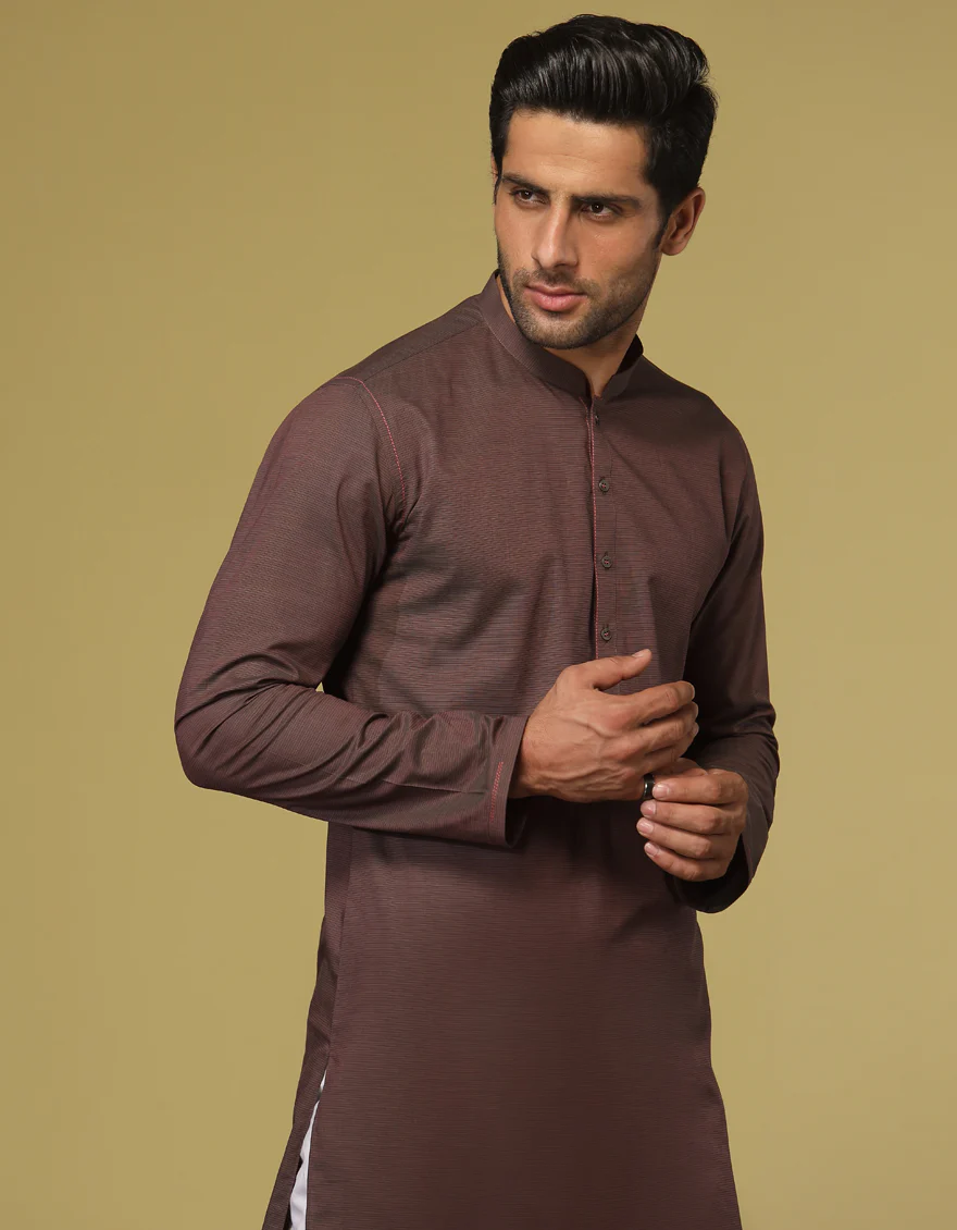 BROWN COTTON KURTA | JJK-S-US-36916/S22/JJ7635-PN - Image 3