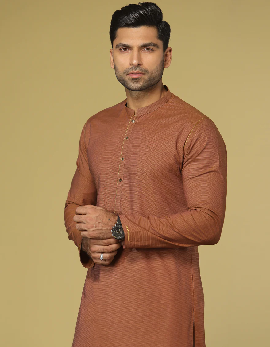 RUST COTTON KURTA | JJK-S-US-36917/S22/JJ7635-PN - Image 3