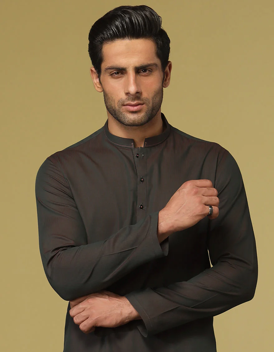 TWO TONE GREEN BLENDED KURTA | JJK-S-US-36919/S22/JJ7640-PN - Image 2