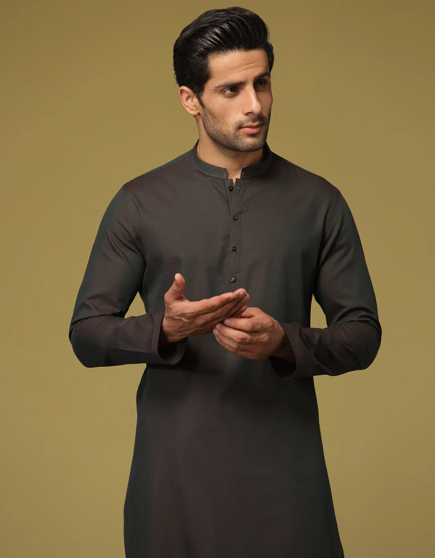 TWO TONE GREEN BLENDED KURTA | JJK-S-US-36919/S22/JJ7640-PN - Image 3