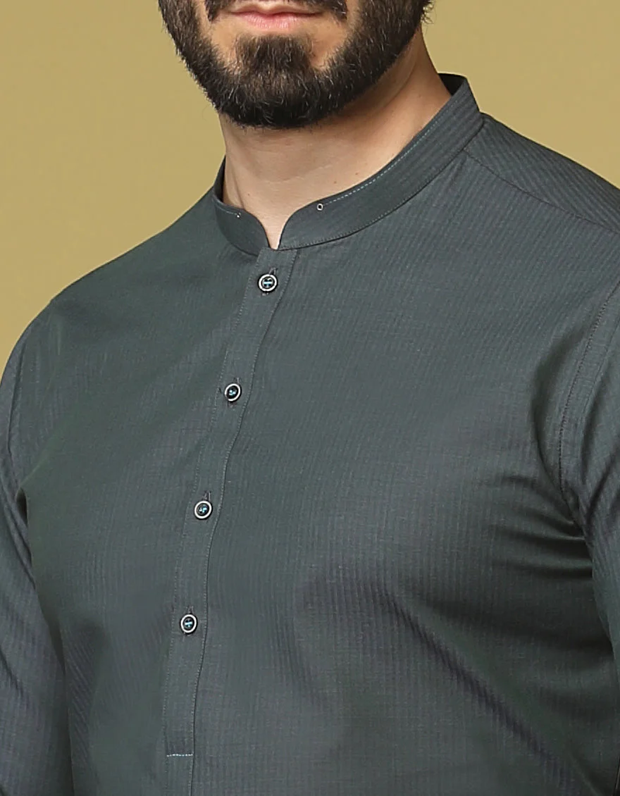 DULL GREEN BLENDED KURTA | JJK-S-US-36920/S22/JJ7640-PN - Image 2