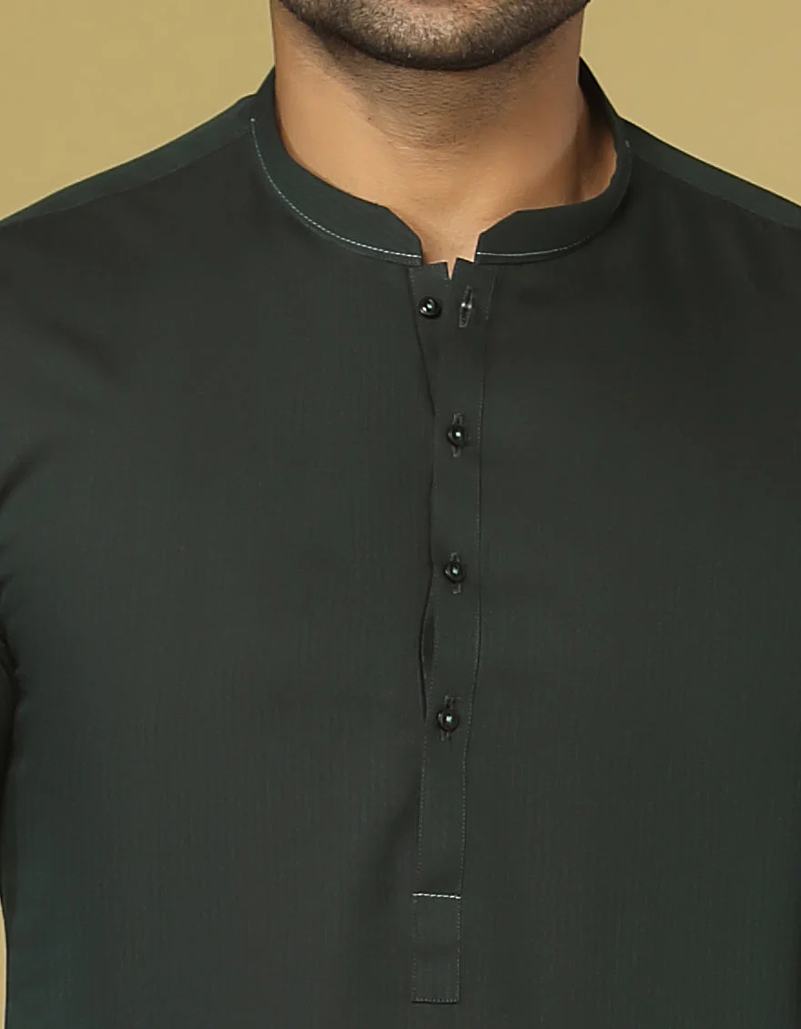 BOTTLE GREEN BLENDED KURTA | JJK-S-US-36921/S22/JJ7640-PN - Image 2