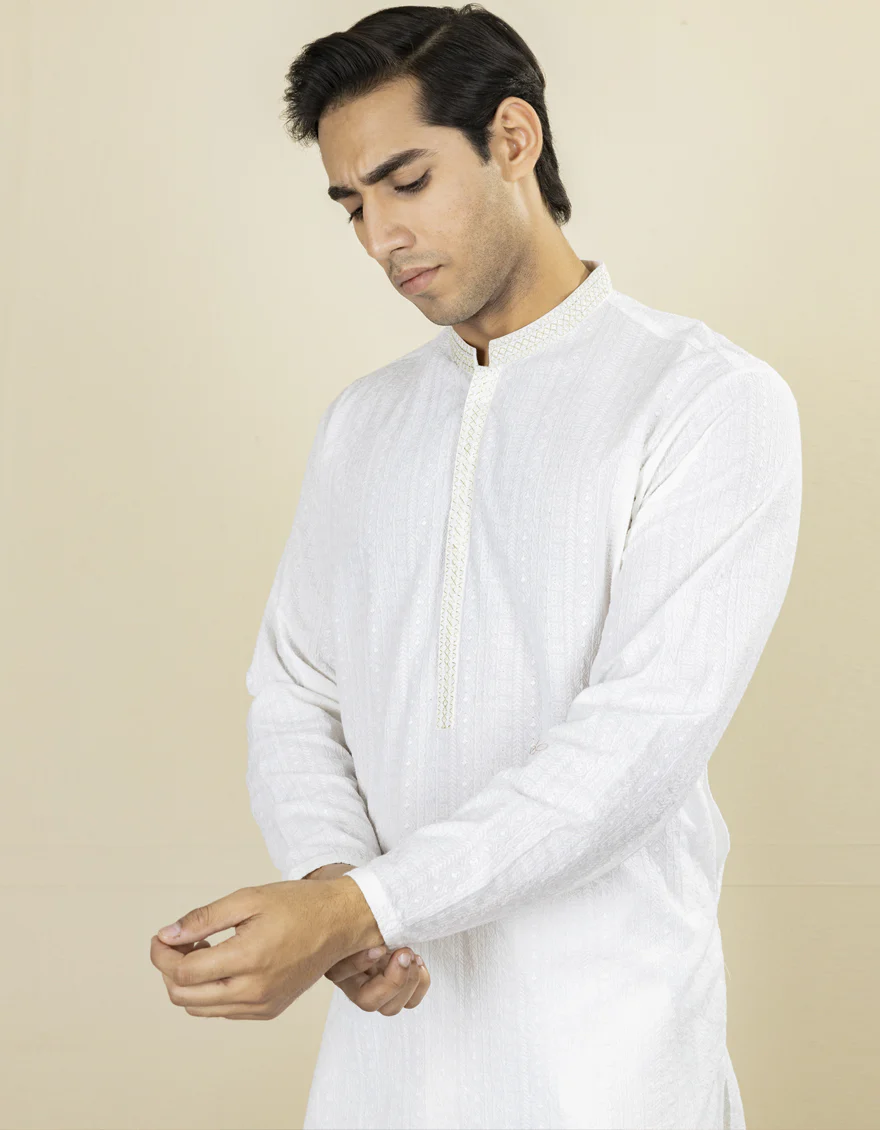 WHITE COTTON KURTA | JJK-S-US-36934/S22/JJ7546-FL - Image 2