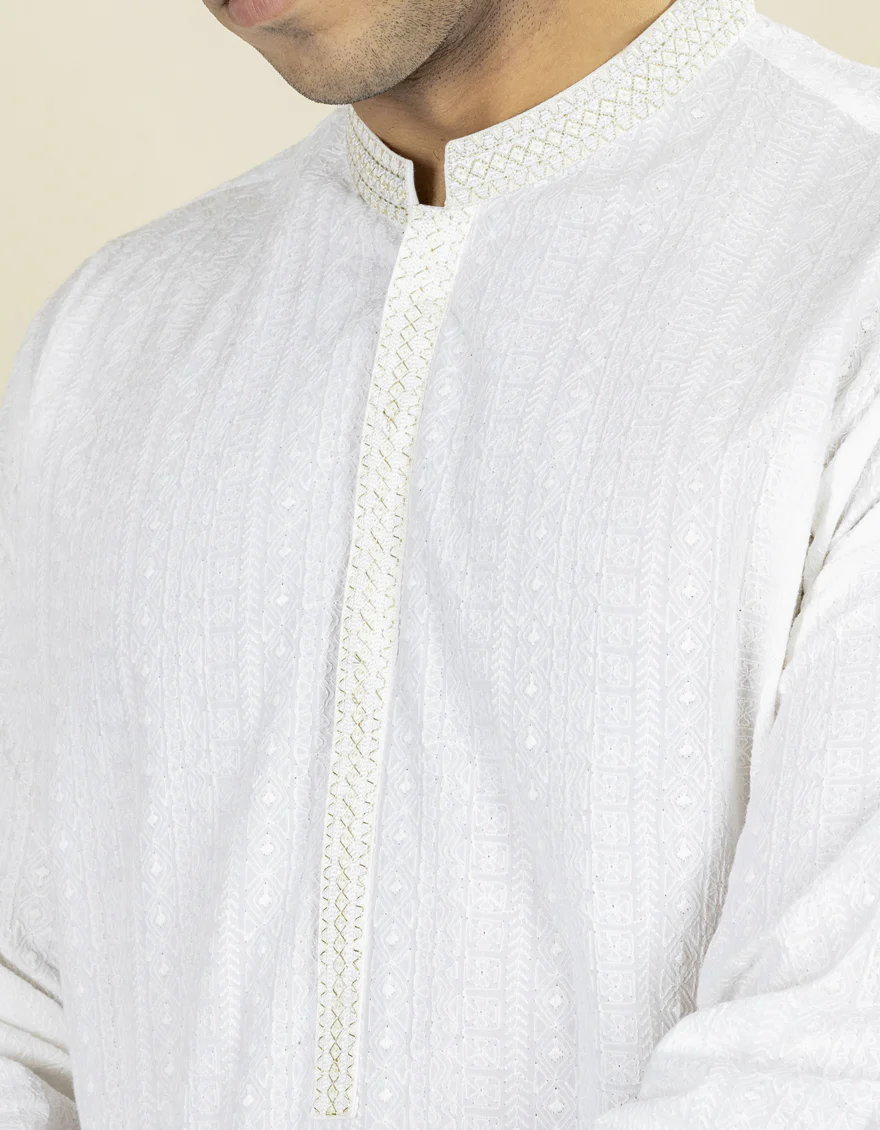 WHITE COTTON KURTA | JJK-S-US-36934/S22/JJ7546-FL - Image 3
