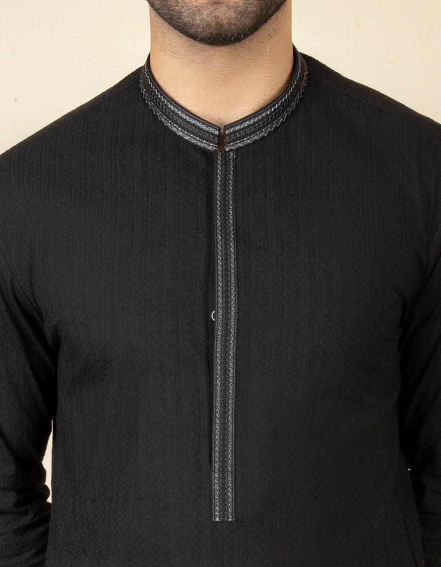 BLACK COTTON KURTA | JJK-S-US-36935/S22/JJ7546-FL - Image 2