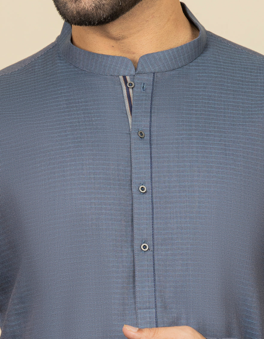 DULL BLUE COTTON KURTA | JJK-S-US-36940/S22/JJ8282-CL - Image 2