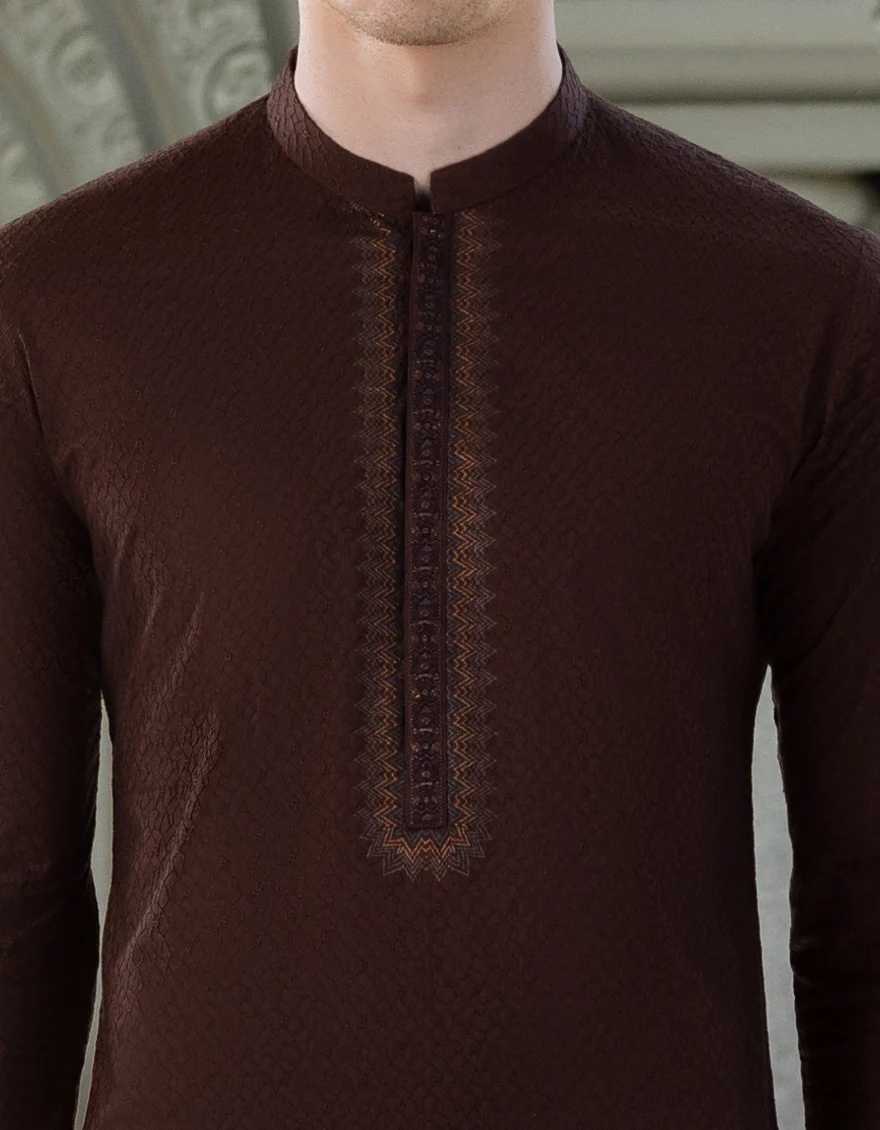 CHOCOLATE BROWN COTTON KURTA | JJK-S-US-36977/S23/JJ8714-FL - Image 2