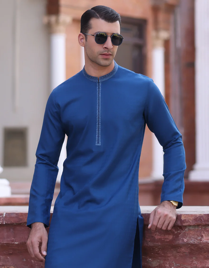 BLUE BLENDED KURTA | JJK-S-US-37227/S23/JJ8386-SF - Image 2