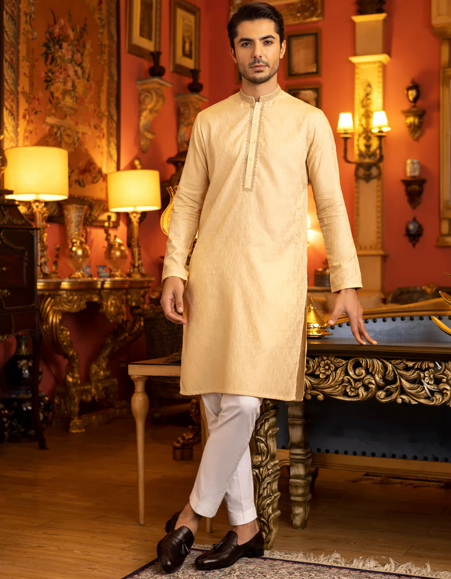 BEIGE COTTON KURTA | JJK-S-US-37578/S22/JJ7614-FL - Image 3