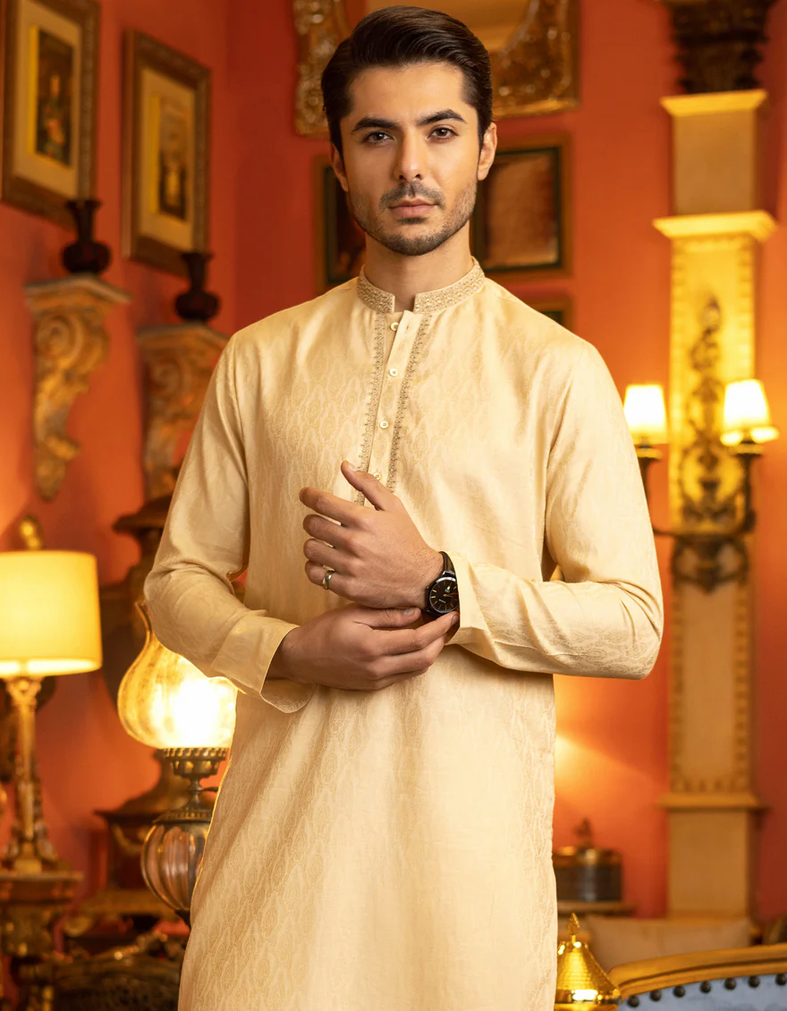 BEIGE COTTON KURTA | JJK-S-US-37578/S22/JJ7614-FL - Image 4