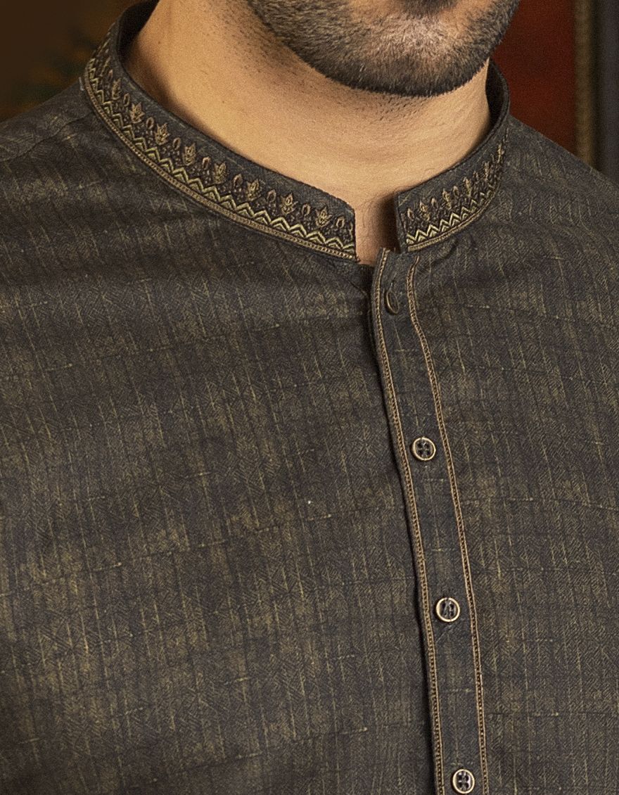 ARMY GREEN KURTA | JJK-S-US-37584/S22/JJ7546-SF - Image 3