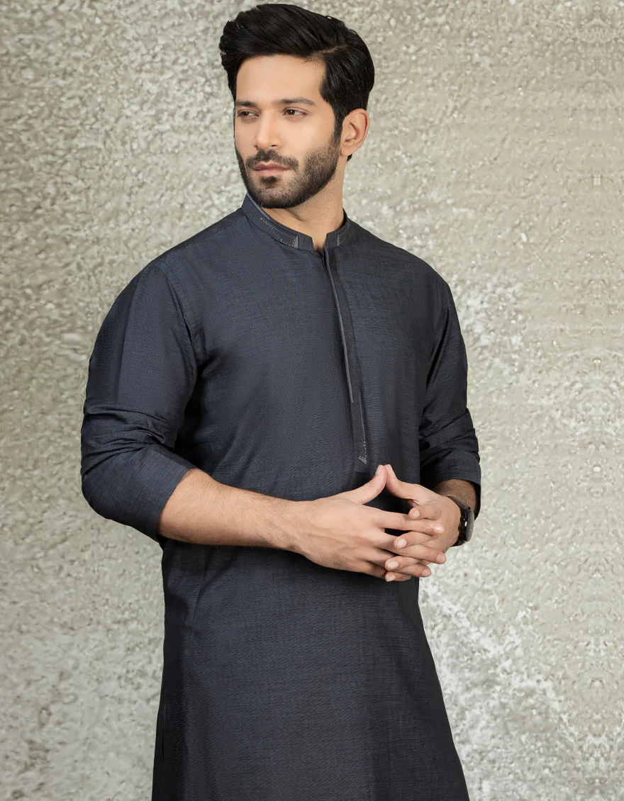CHARCOAL GREY COTTON KURTA | JJK-S-US-37587/S22/JJ8147-CL - Image 3