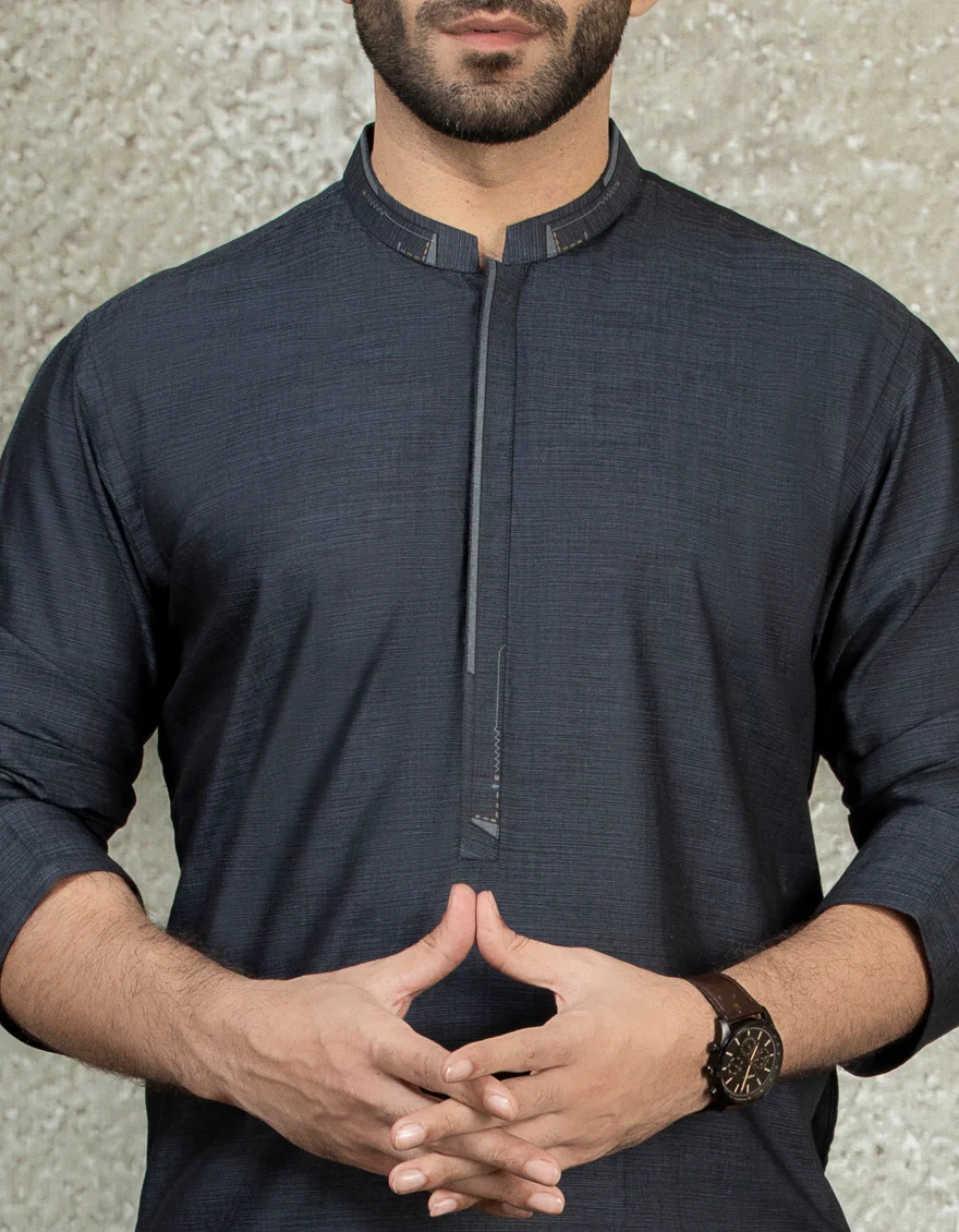 CHARCOAL GREY COTTON KURTA | JJK-S-US-37587/S22/JJ8147-CL - Image 5