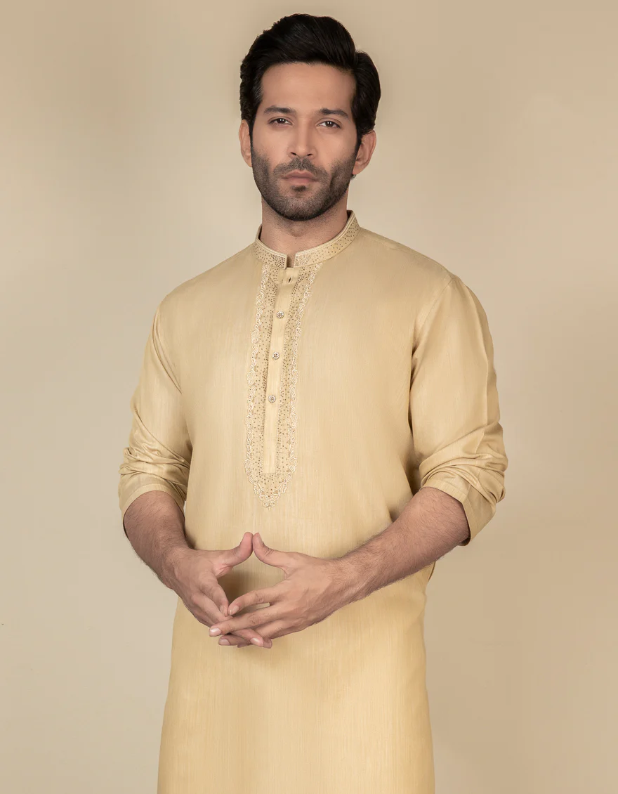 BEIGE BLENDED KURTA | JJK-S-US-37591/S22/JJ7610-FL - Image 2