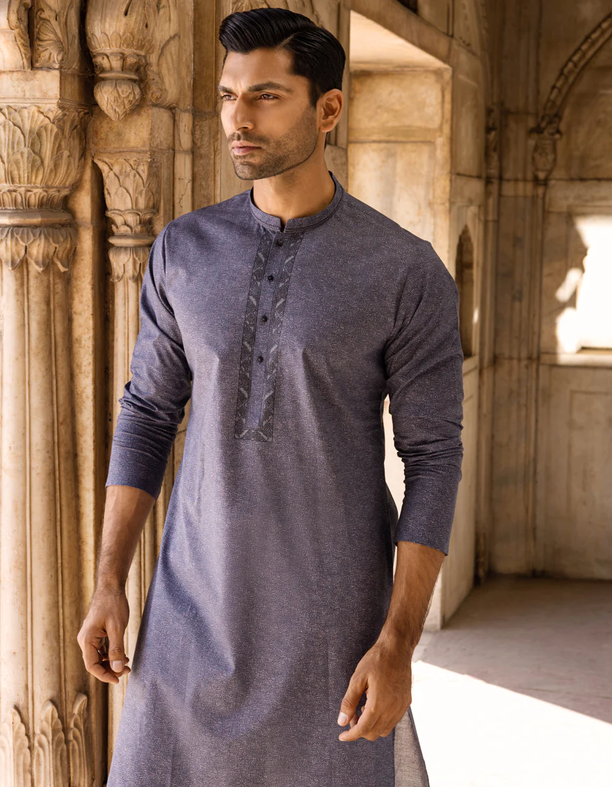 BLUE COTTON KURTA | JJK-S-US-37602/S22/JJ7546-SF - Image 3