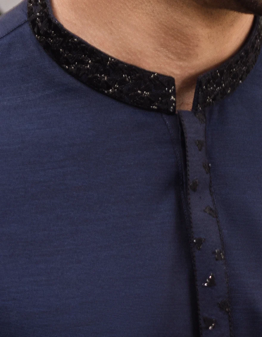 MIDNIGHT BLUE COTTON KURTA | JJK-S-US-37605/S22/JJ8176-FL - Image 2