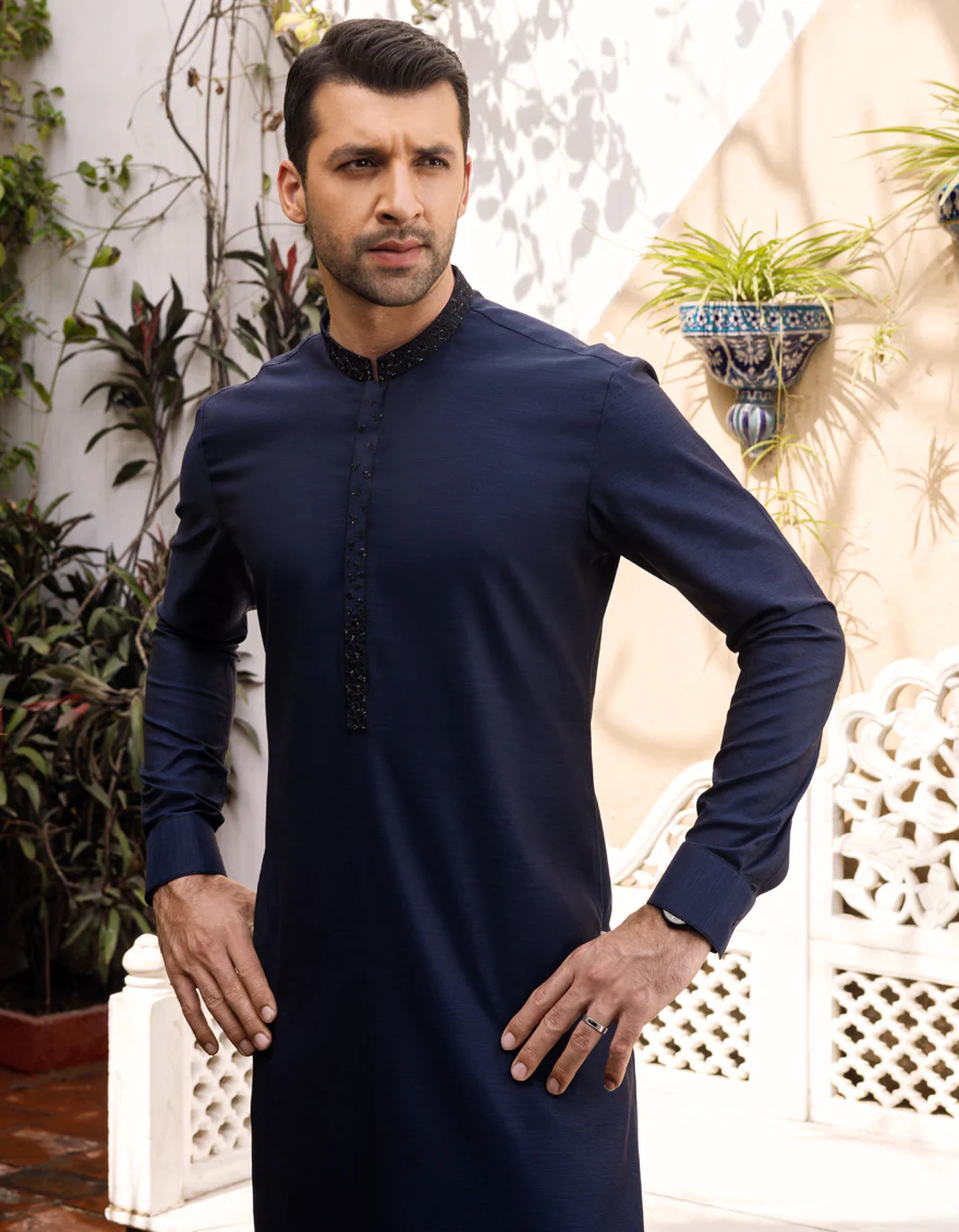 MIDNIGHT BLUE COTTON KURTA | JJK-S-US-37605/S22/JJ8176-FL - Image 3