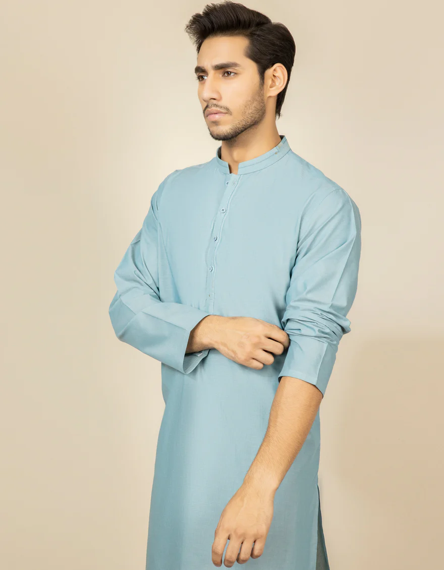 SKY BLUE BLENDED KURTA | JJK-S-US-37607/S22/JJ7637-CL - Image 2