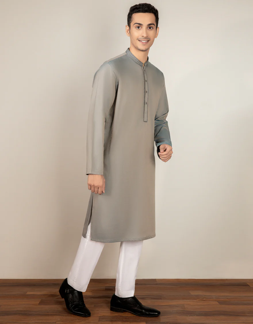 TWO TONE GREY COTTON KURTA | JJK-S-US-37612/S22/JJ8148-SF - Image 3