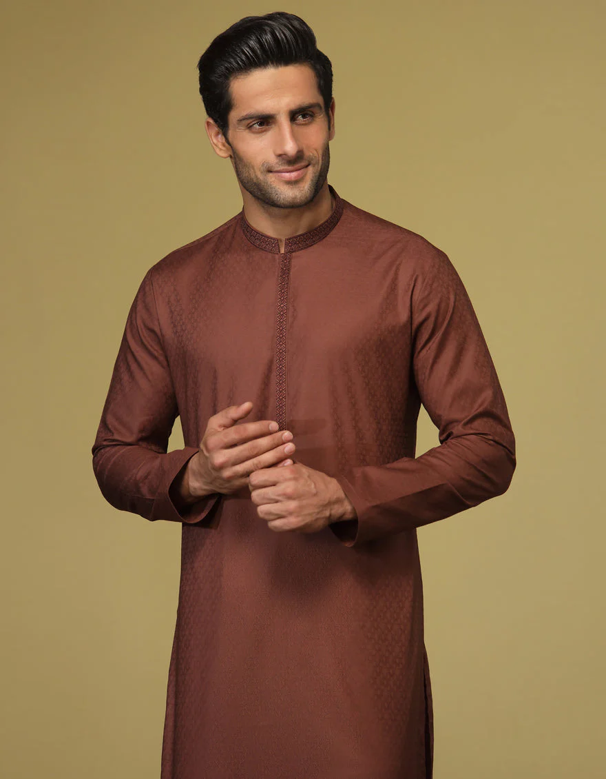RUST BROWN COTTON KURTA | JJK-S-US-37619/S22/JJ8187-SF - Image 3