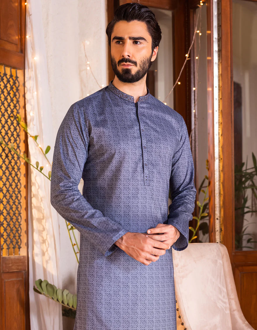PIGEON BLUE COTTON KURTA | JJK-S-US-37620/S22/JJ7546-SF - Image 3