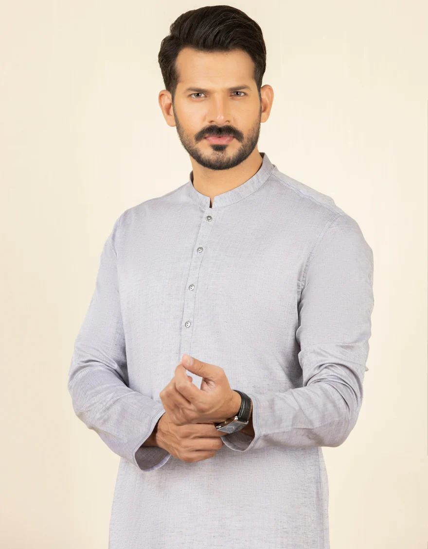 GREY COTTON KURTA | JJK-S-US-37626/S22/JJ7691-PN - Image 3