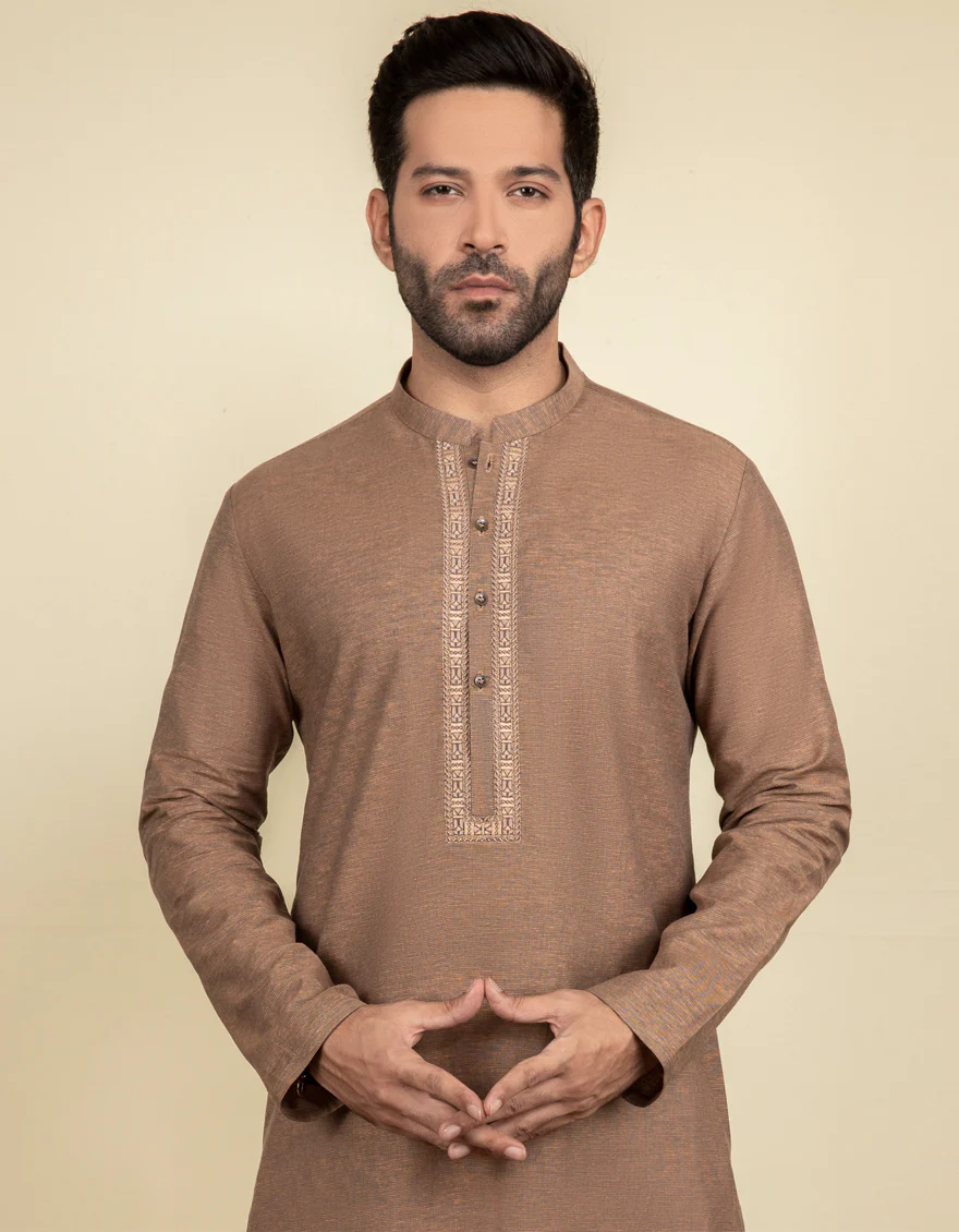 PEACH BLENDED KURTA | JJK-S-US-37647/S22/JJ7627-SF - Image 3