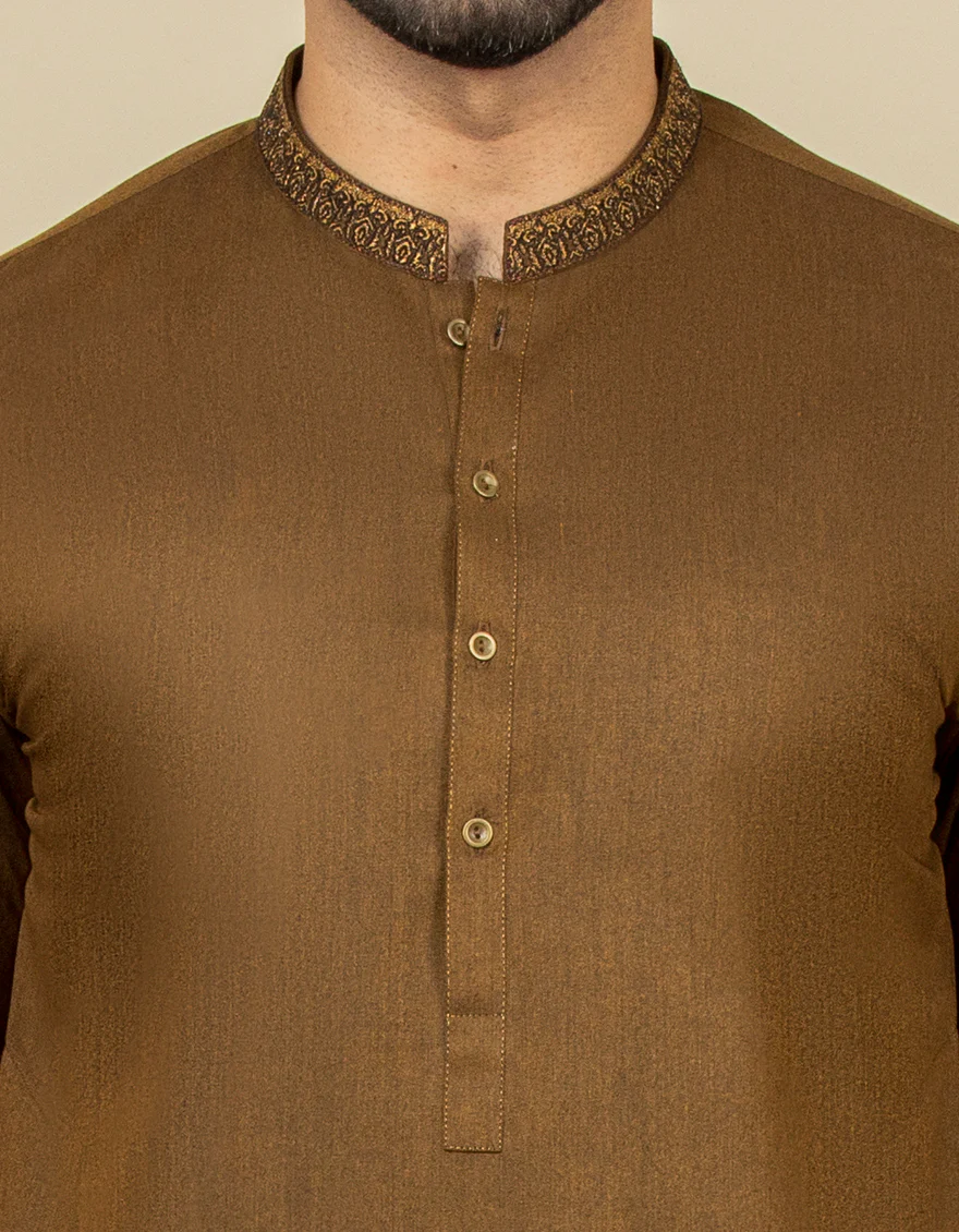 MEHANDI BROWN BLENDED KURTA | JJK-S-US-37651/S22/JJ7610-FL - Image 2