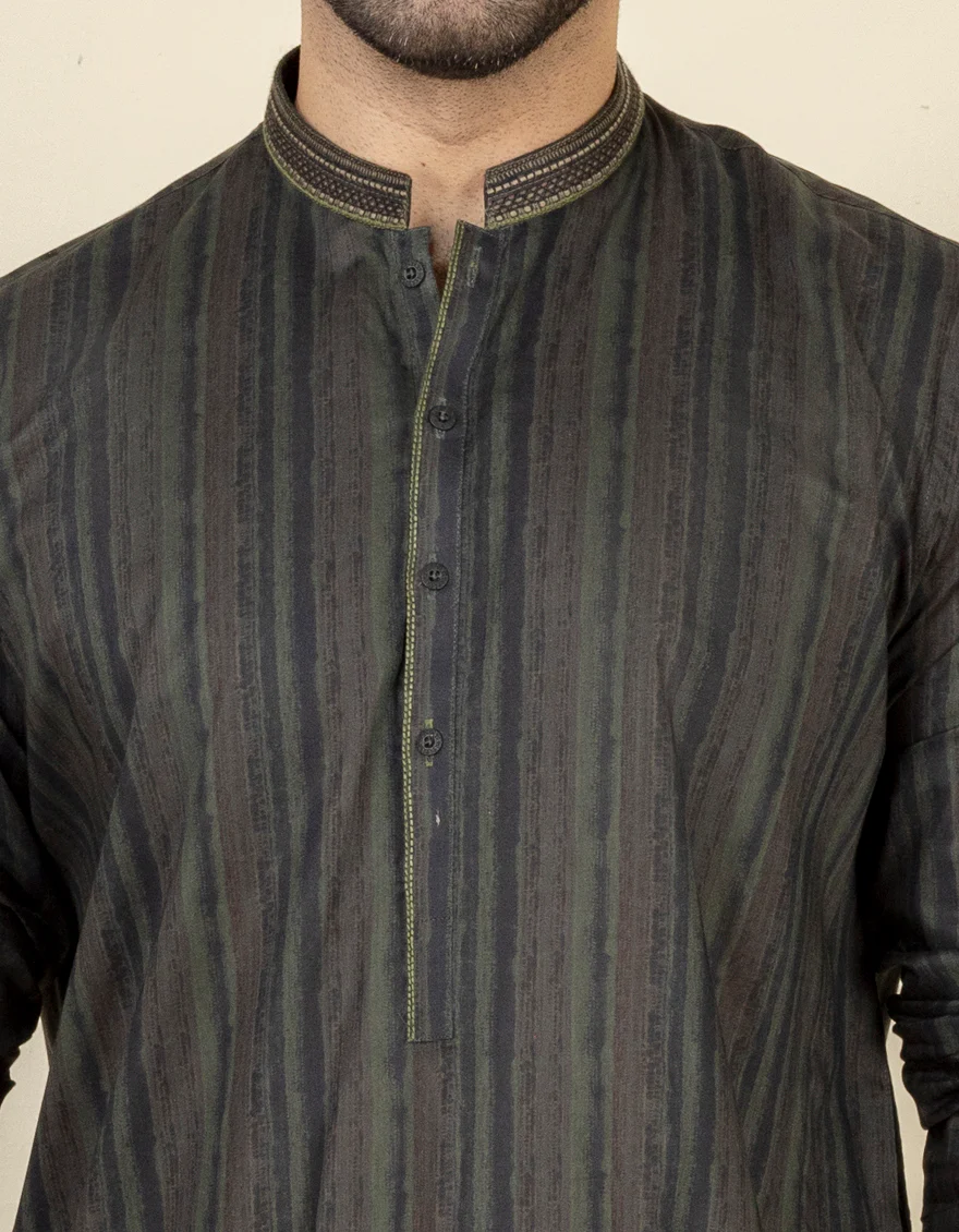 DARK GREEN COTTON KURTA | JJK-S-US-37659/S22/JJ7546-SF - Image 2