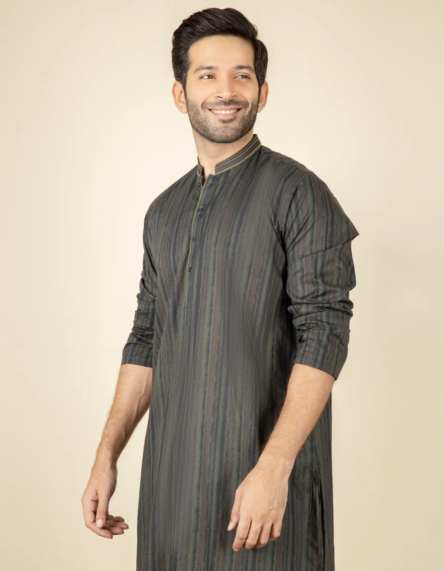 DARK GREEN COTTON KURTA | JJK-S-US-37659/S22/JJ7546-SF - Image 3