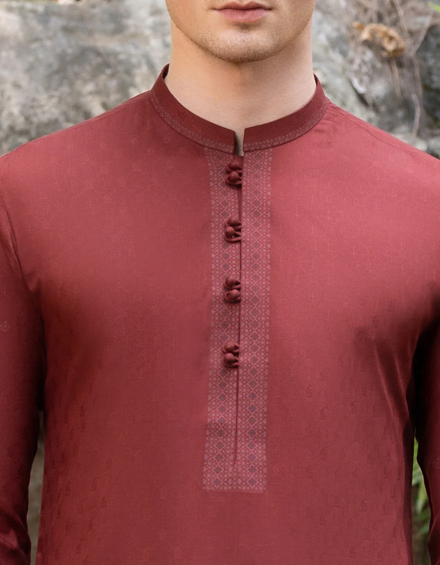 MAROON BLENDED KURTA | JJK-S-US-37707/S23/JJ8629-SF - Image 2