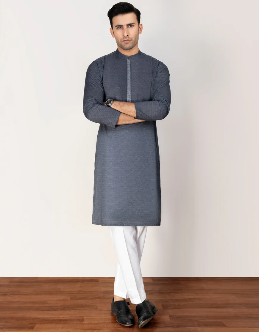 GREYISH BLUE COTTON KURTA | JJK-S-US-37712/S23/JJ8771-SF - Image 3