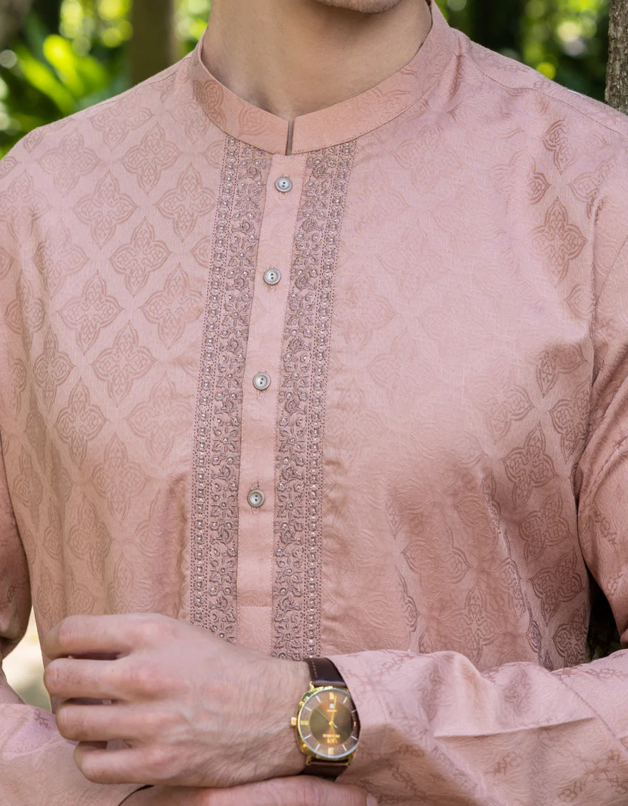 PEACH COTTON KURTA | JJK-S-US-37714/S23/JJ8679-SF - Image 2