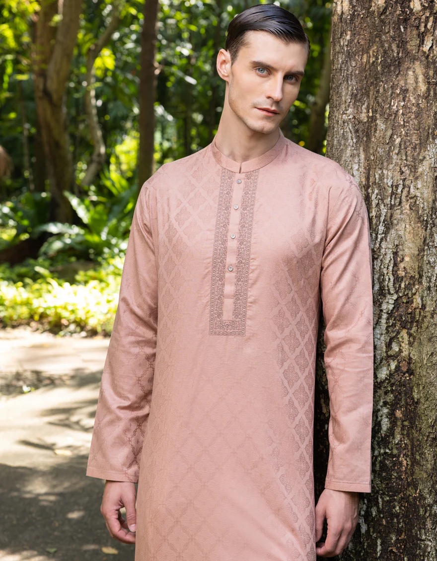PEACH COTTON KURTA | JJK-S-US-37714/S23/JJ8679-SF - Image 4