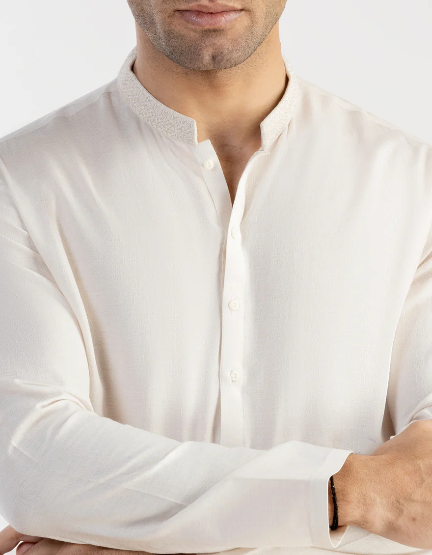 OFF WHITE COTTON KURTA | JJK-S-US-37729/S23/JJ8750-SF - Image 2