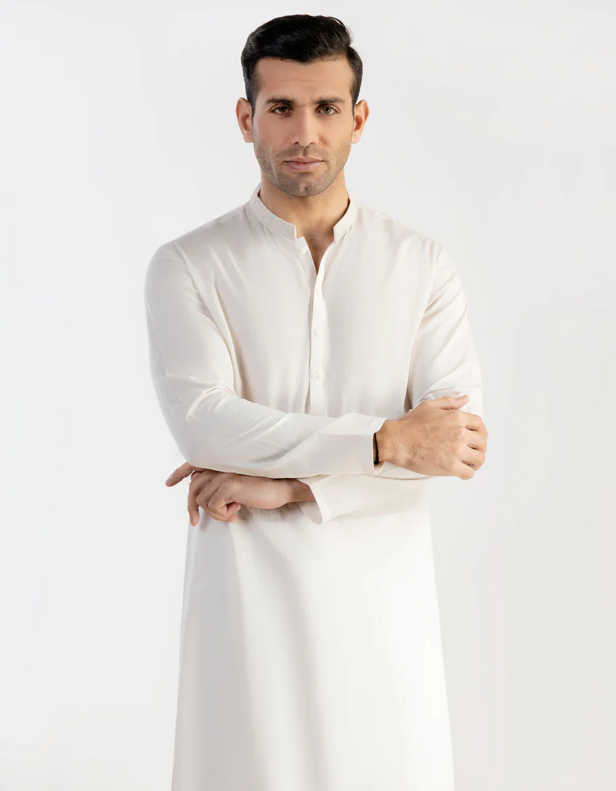 OFF WHITE COTTON KURTA | JJK-S-US-37729/S23/JJ8750-SF - Image 3