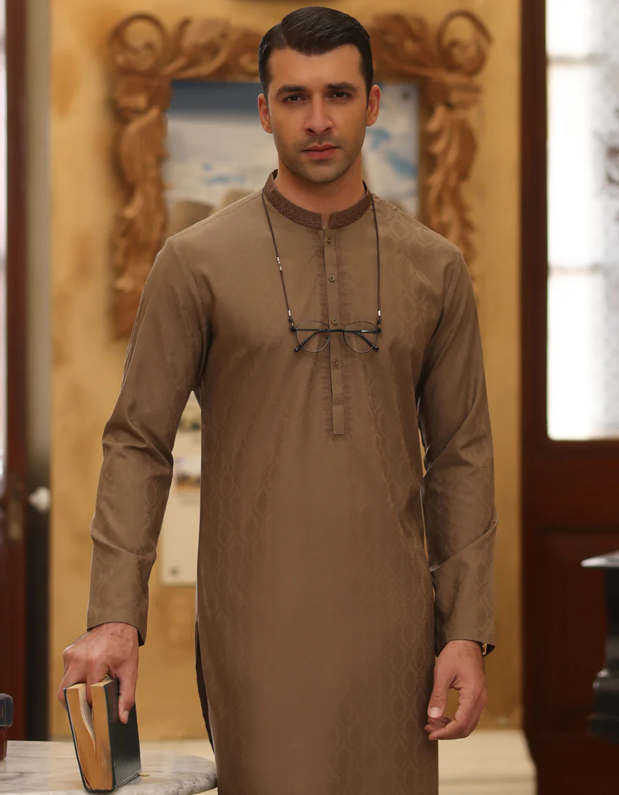 BROWN BLENDED KURTA | JJK-S-US-37734/S23/JJ8615-SF - Image 3