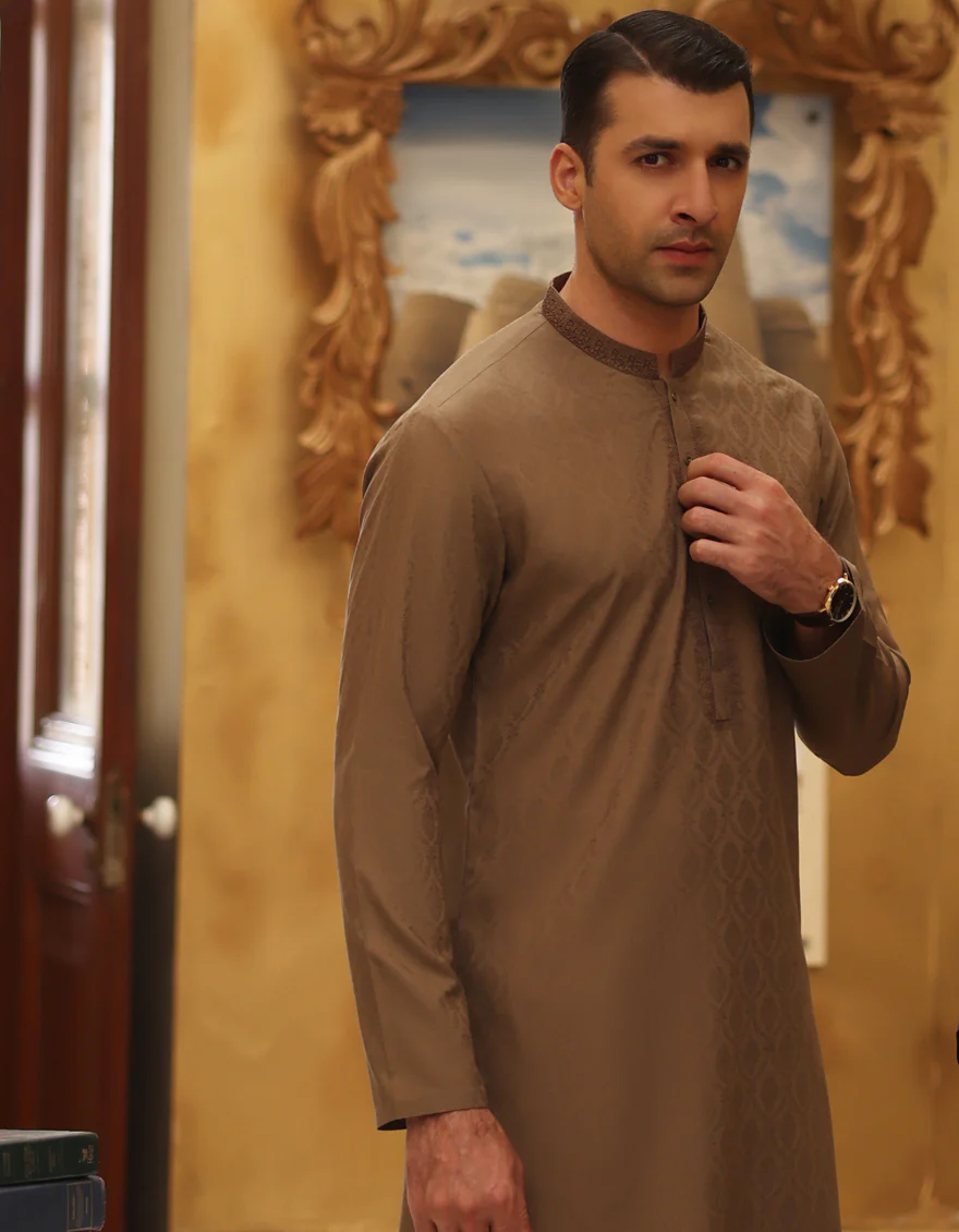 BROWN BLENDED KURTA | JJK-S-US-37734/S23/JJ8615-SF - Image 4