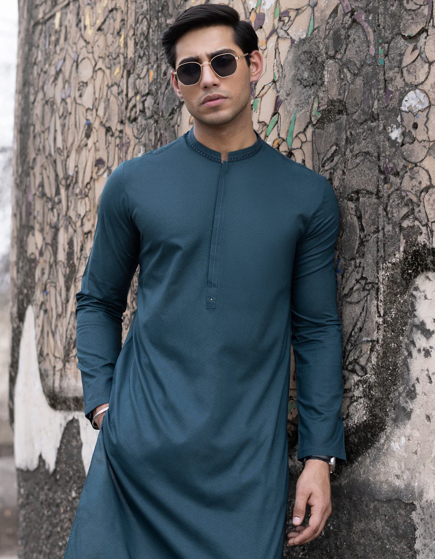 EMERALD GREEN COTTON KURTA | JJK-S-US-37735/S23/JJ8771-SF - Image 3