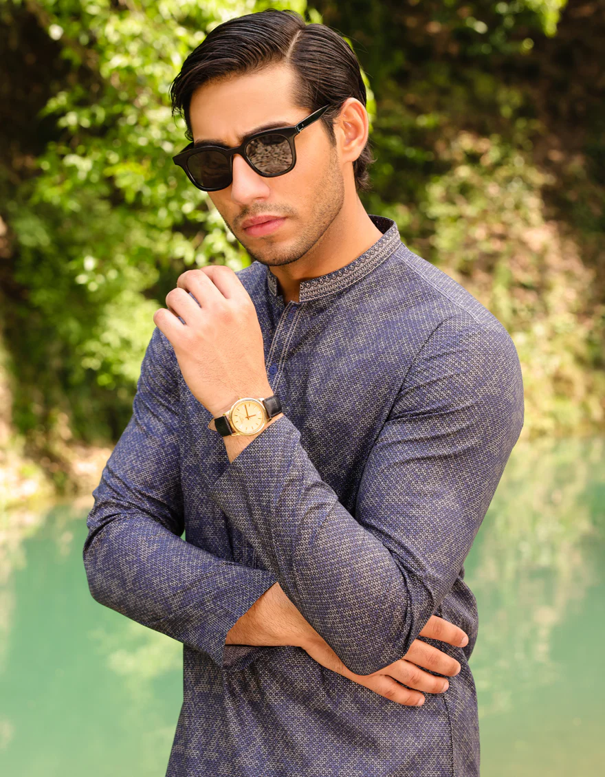 BLUE COTTON KURTA | JJK-S-US-37739/S23/JJ8771-SF - Image 2