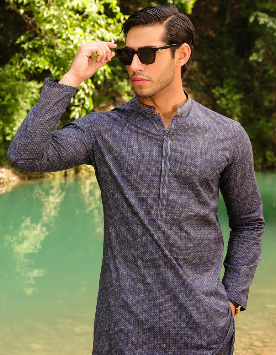 BLUE COTTON KURTA | JJK-S-US-37739/S23/JJ8771-SF - Image 3