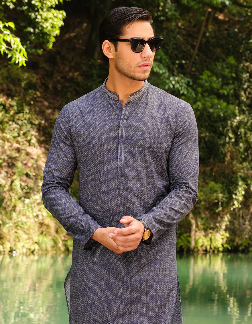 BLUE COTTON KURTA | JJK-S-US-37739/S23/JJ8771-SF - Image 4
