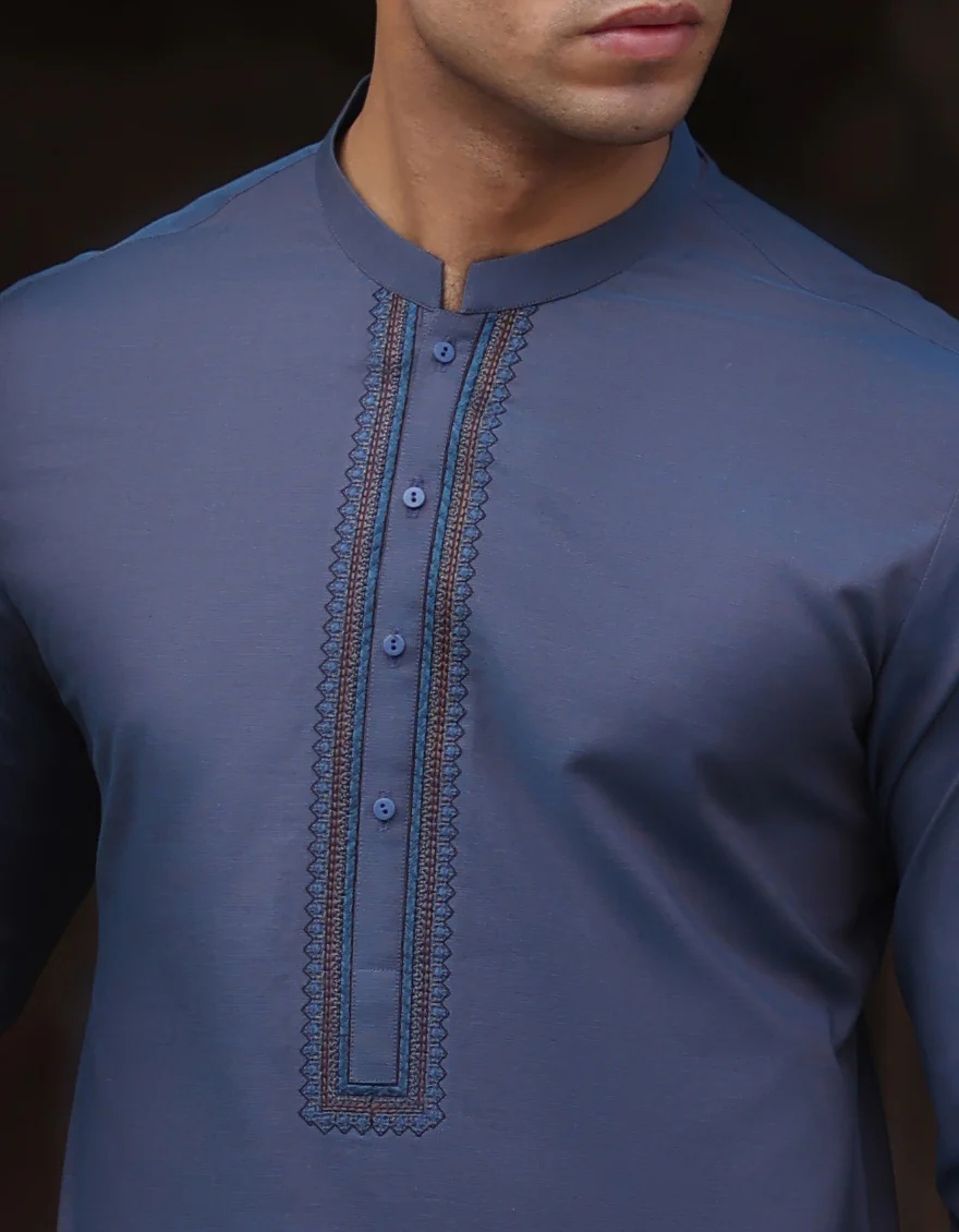 BLUE COTTON KURTA | JJK-S-US-37747/S23/JJ8941-FL - Image 2