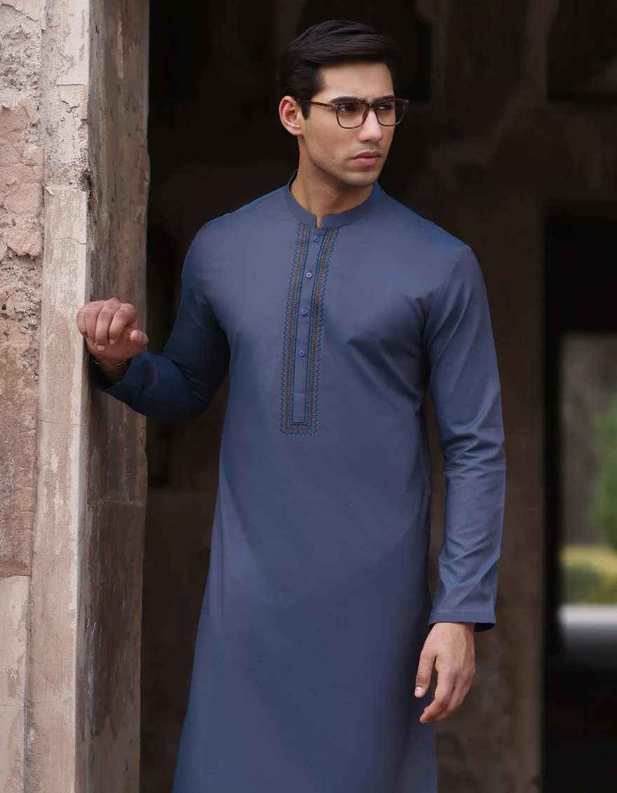 BLUE COTTON KURTA | JJK-S-US-37747/S23/JJ8941-FL - Image 3