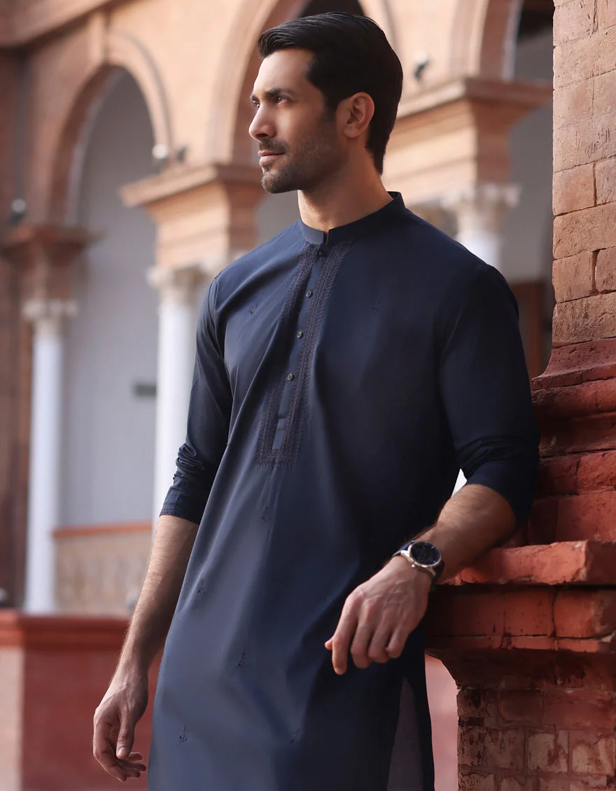 DARK NAVY COTTON KURTA | JJK-S-US-37749/S23/JJ8714-SF - Image 3