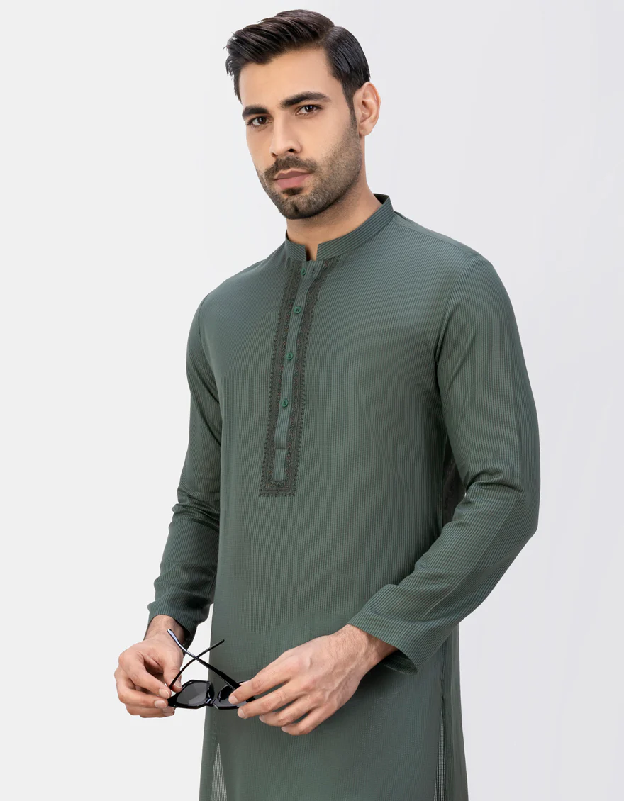 GREEN CVC KURTA | JJK-S-US-37762/S23/JJ8908-SF - Image 2