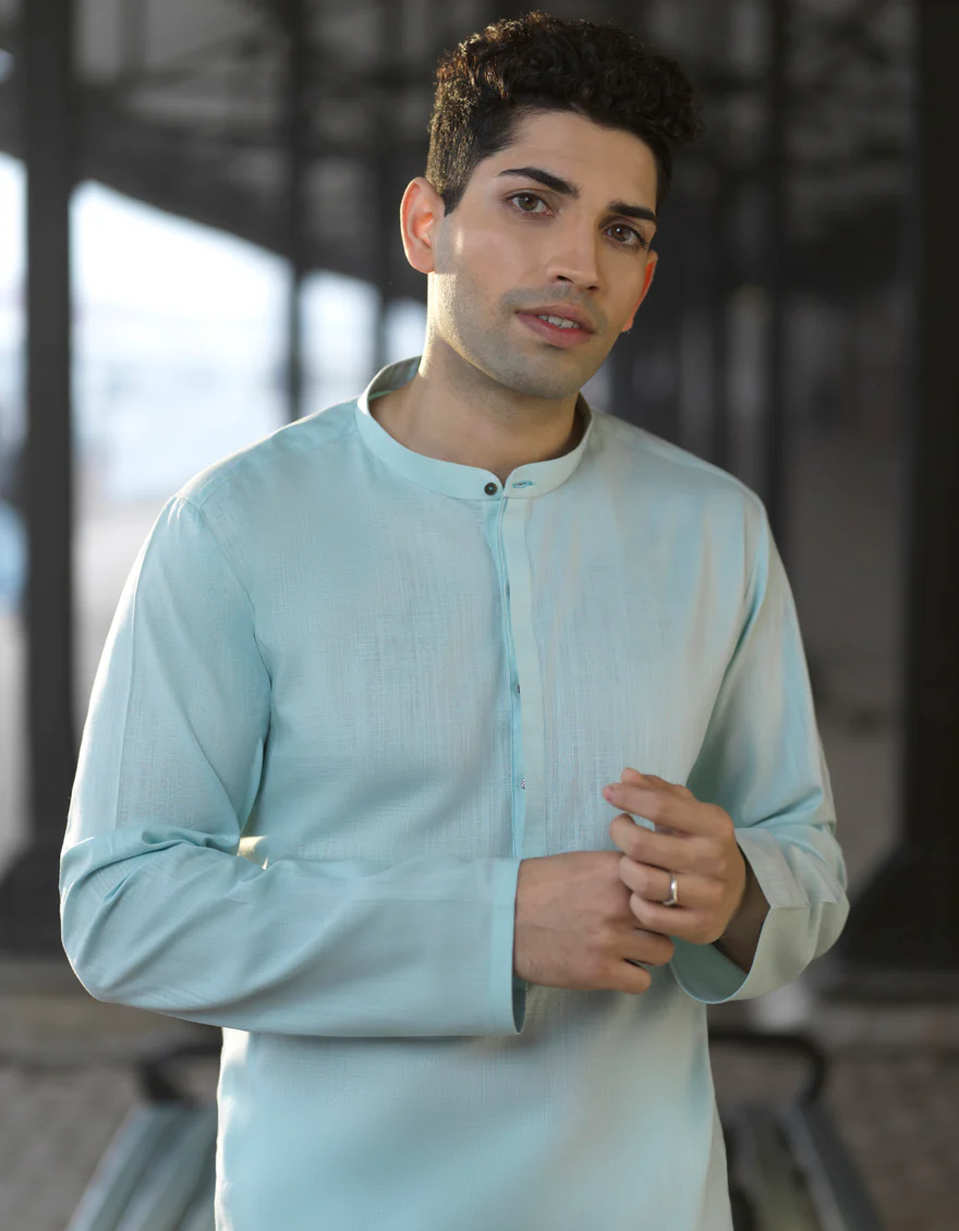 AQUA COTTON KURTA | JJK-S-US-40254/S22/JJ7611-PN - Image 2