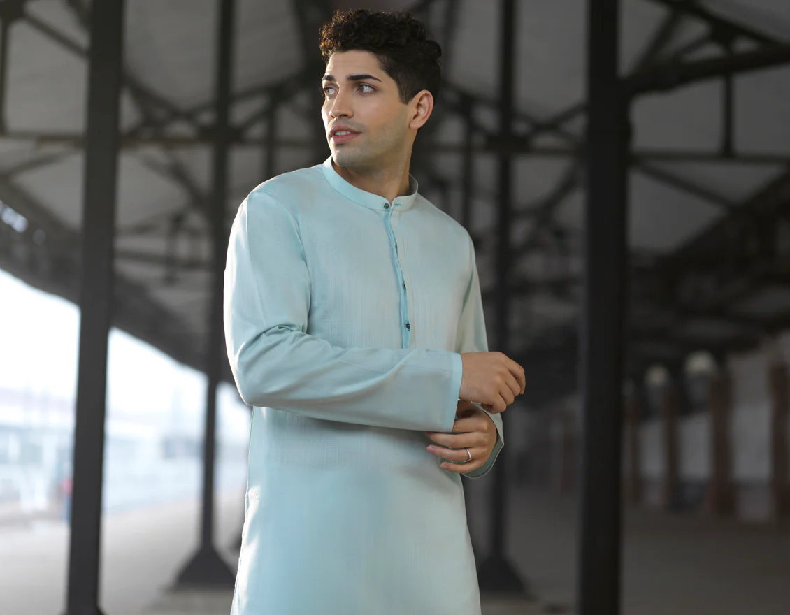 AQUA COTTON KURTA | JJK-S-US-40254/S22/JJ7611-PN - Image 4