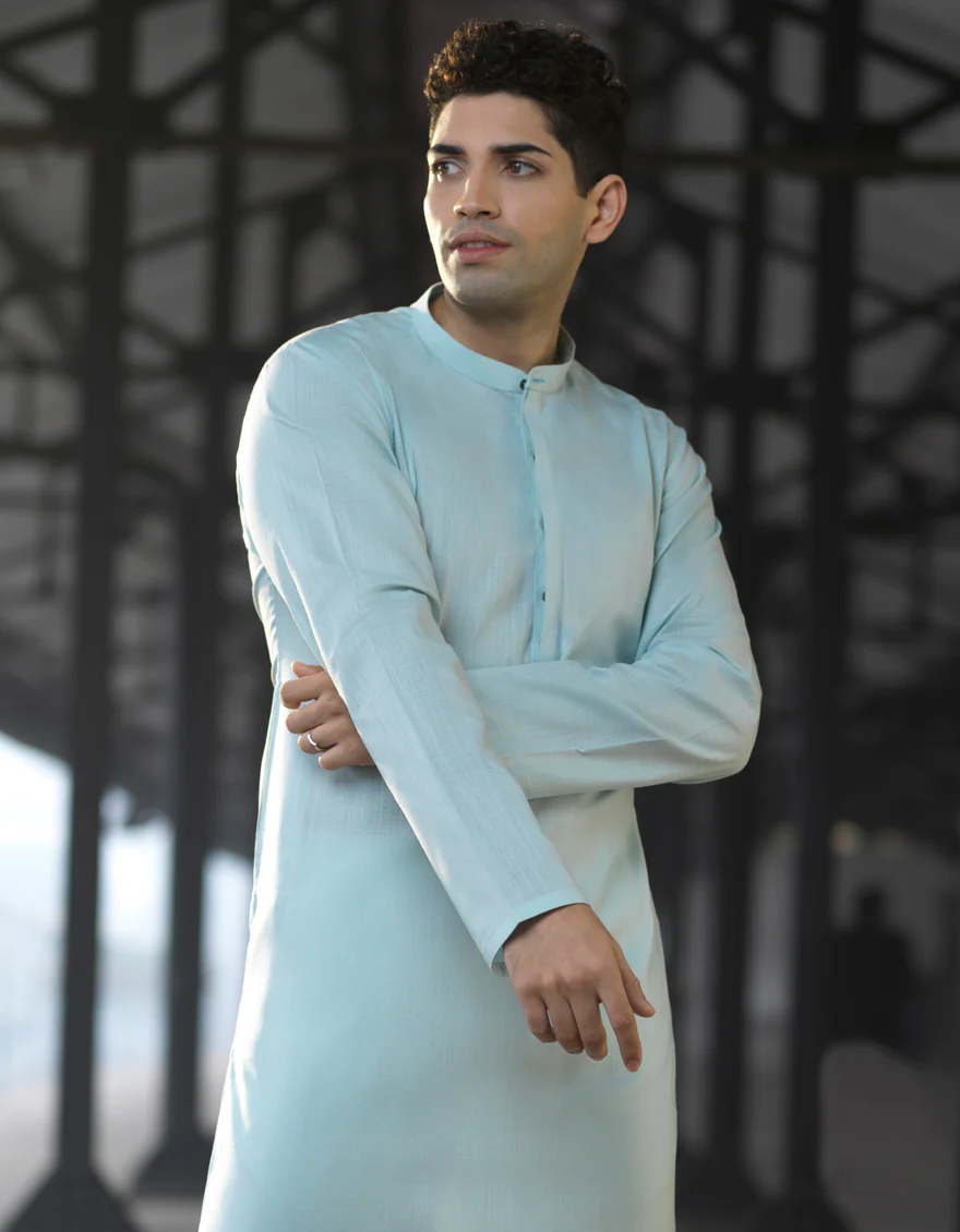 AQUA COTTON KURTA | JJK-S-US-40254/S22/JJ7611-PN - Image 5